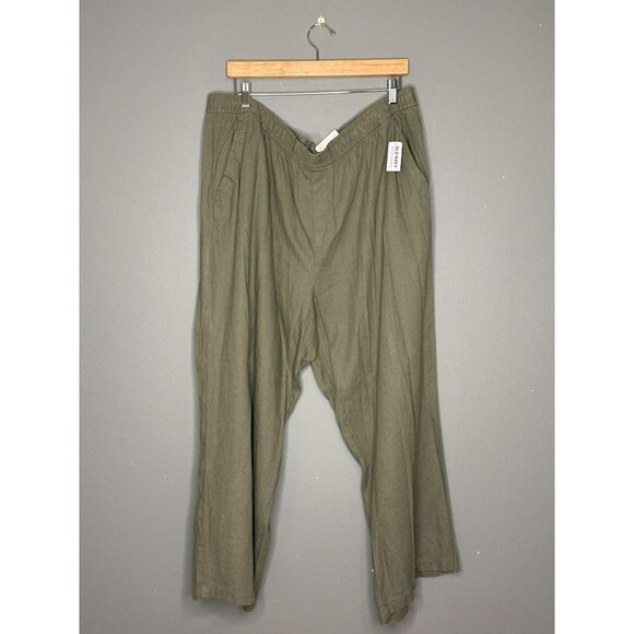 Old Navy High Rise Plus Size XXL Pull-On Linen Blend Crop Pants Pockets - Picture 1 of 15
